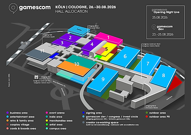 3D map of gamescom 2026 hall allocation in Cologne from August 26-30 ...